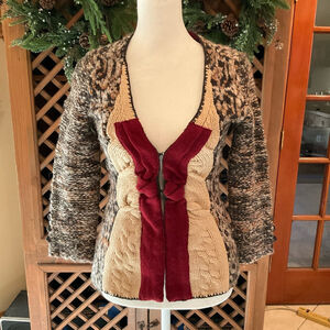 Anthropologie Field Flower Boho Artisan Chunky XS Cardigan